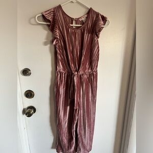 Love Squared Girls Metallic Rose Pink Pleated Top